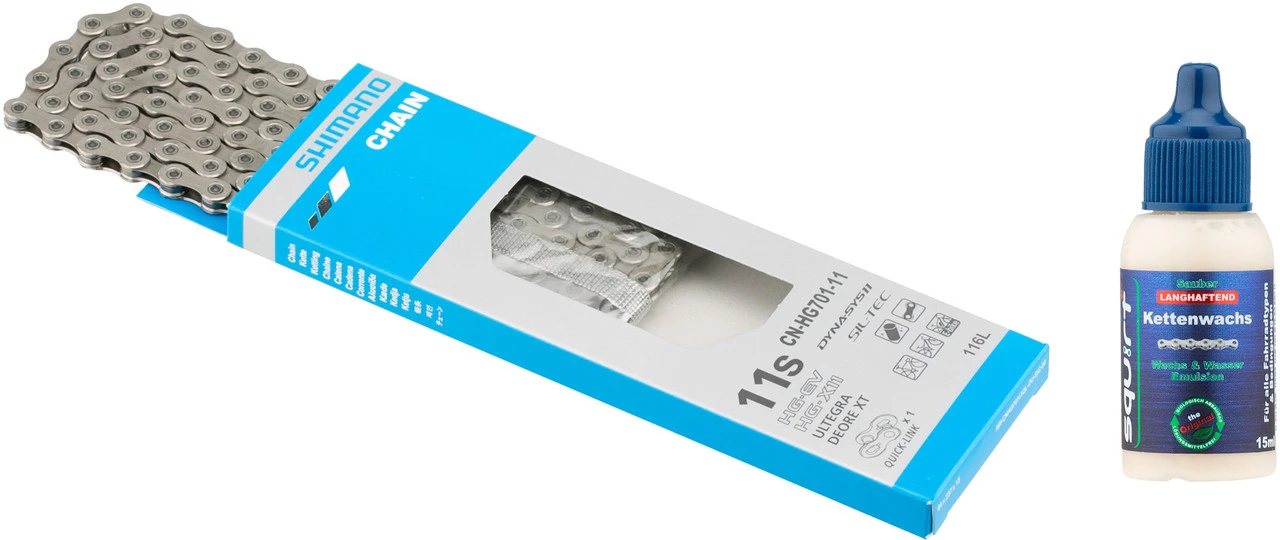 Shimano Kette CN-HG701-11 11-fach + Squirt Lube Kettenwachs 15 Ml 3 Shimano Kette CN-HG701-11 11-fach + Squirt Lube Kettenwachs 15 Ml